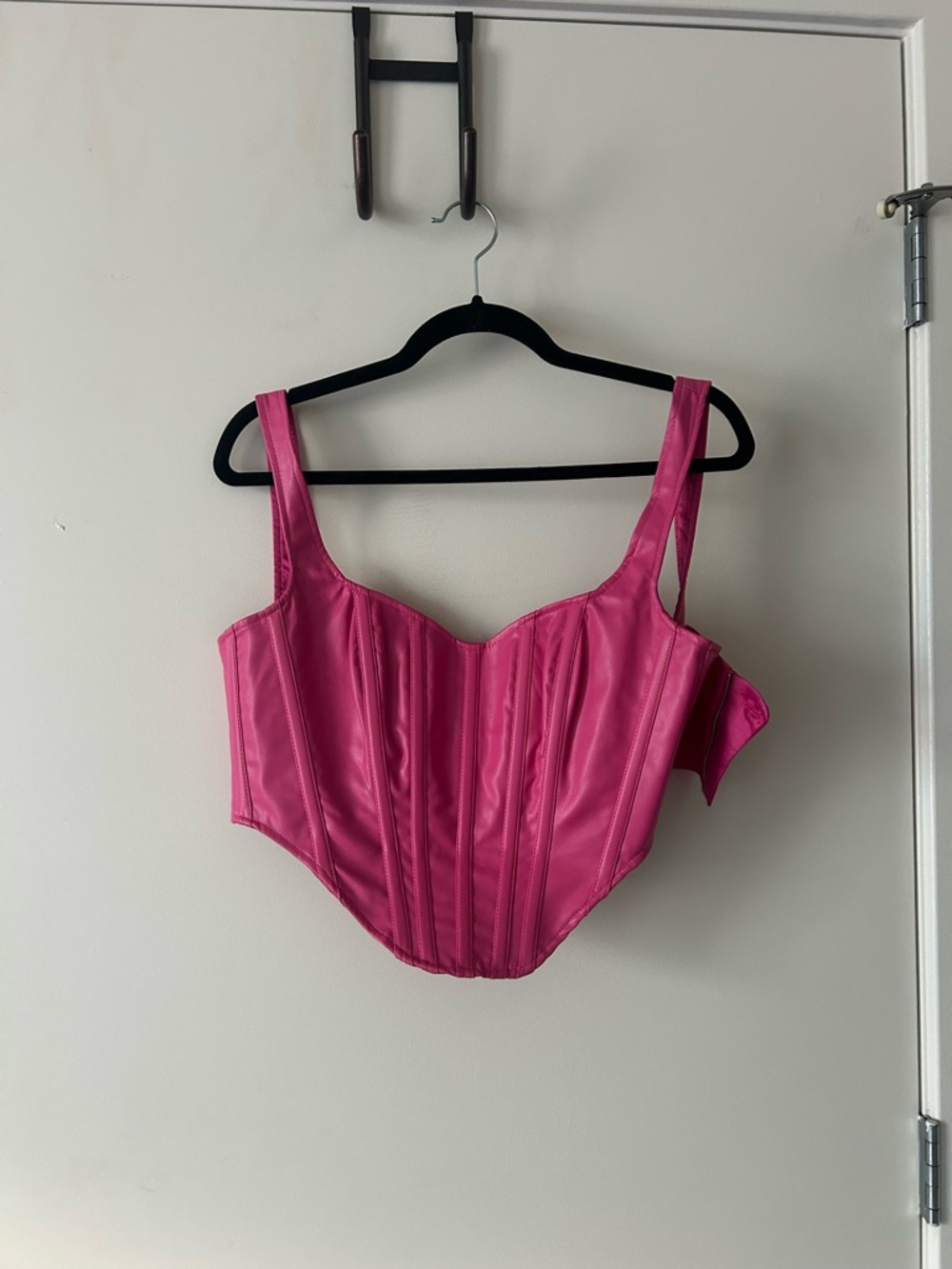 Bardot Hot Pink Satin Corset Crop Top